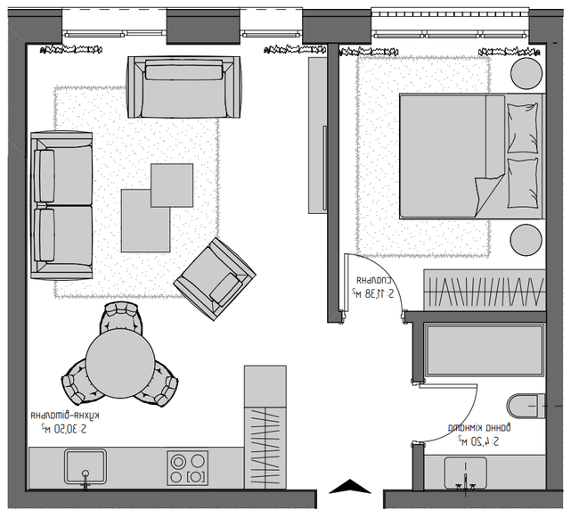 1-комнатная 44.7 м² в ЖК Квадрат от 20 250 грн/м², с. Минай
