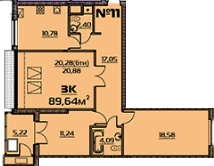 3-кімнатна 89.64 м² в ЖК Бородіно від 21 900 грн/м², Запоріжжя