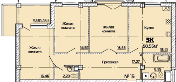 3-комнатная 98.56 м² в ЖК Бородино от 21 900 грн/м², Запорожье