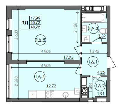 1-комнатная 40.72 м² в ЖК Panorama от 17 500 грн/м², Луцк