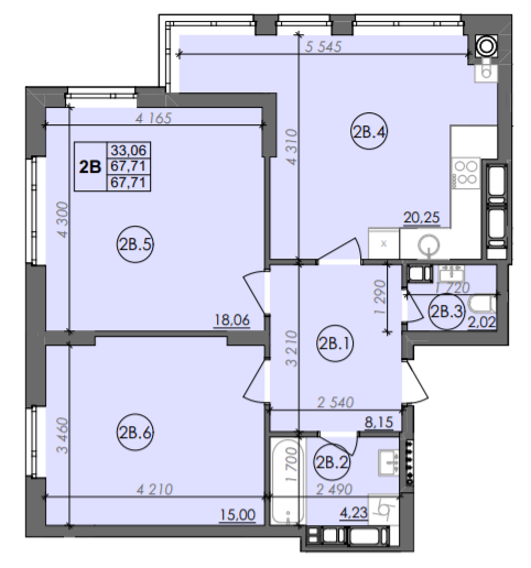 2-кімнатна 67.71 м² в ЖК Panorama від 21 000 грн/м², Луцьк