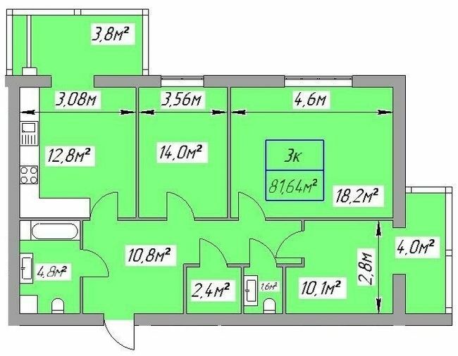 3-комнатная 81.64 м² в ЖК Парковый городок от 15 100 грн/м², Ивано-Франковск