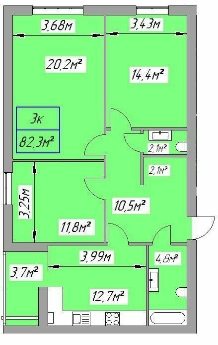 3-кімнатна 82.3 м² в ЖК Паркове містечко від 15 100 грн/м², Івано-Франківськ