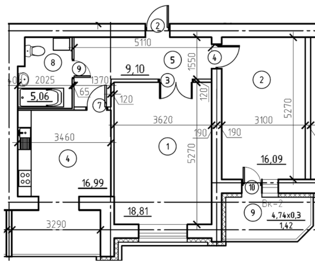 2-комнатная 67.73 м² в ЖК Эспланада от 14 550 грн/м², Сумы