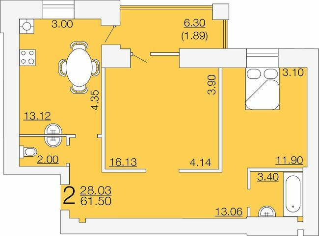 2-кімнатна 61.5 м² в ЖК Апельсин від 19 200 грн/м², Миколаїв