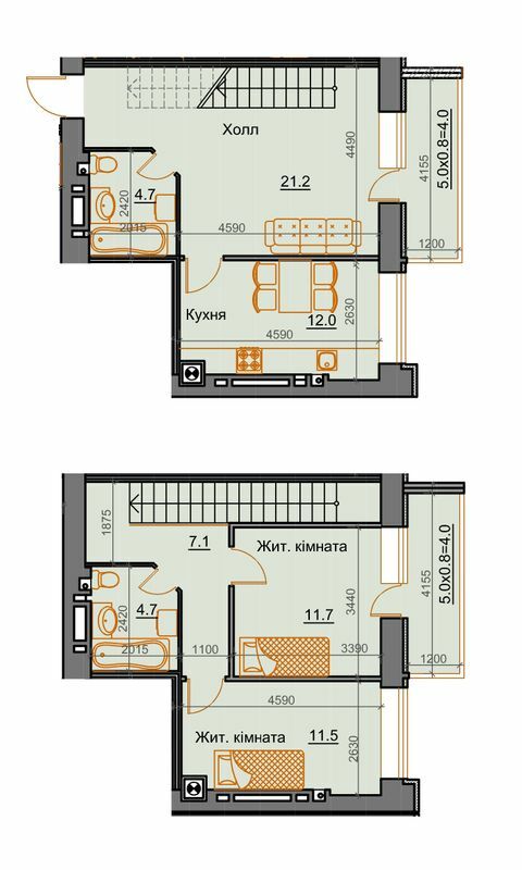 Дворівнева 80.9 м² в ЖК Курортний від 15 250 грн/м², Миколаїв