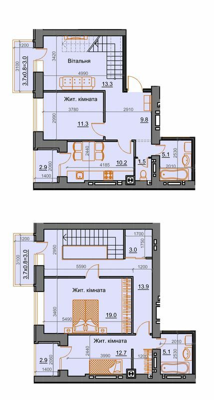 Двухуровневая 116.7 м² в ЖК Курортный от 14 950 грн/м², Николаев