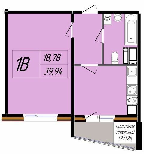 1-комнатная 39.94 м² в ЖК Затишний от 17 000 грн/м², Полтава