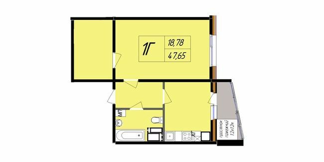 1-кімнатна 47.65 м² в ЖК Затишний від 17 000 грн/м², Полтава