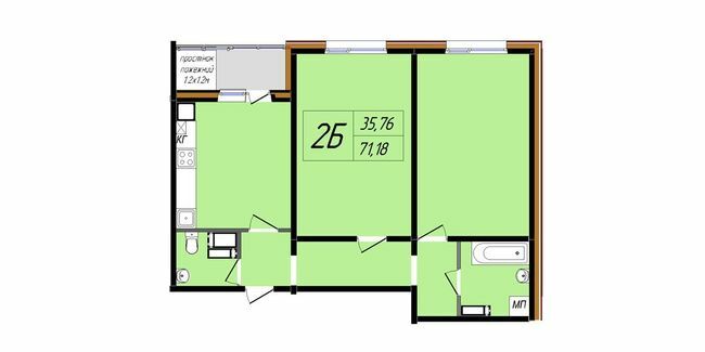 2-кімнатна 71.18 м² в ЖК Затишний від 16 800 грн/м², Полтава