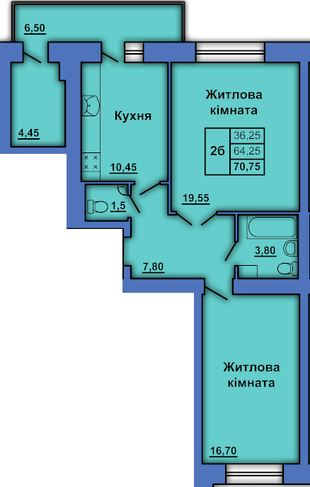 2-комнатная 70.75 м² в ЖК на ул. Степного Фронта, 20 от 24 000 грн/м², Полтава