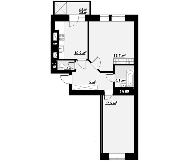 2-комнатная 66.2 м² в ЖК Bridge Town от 19 000 грн/м², Ровно