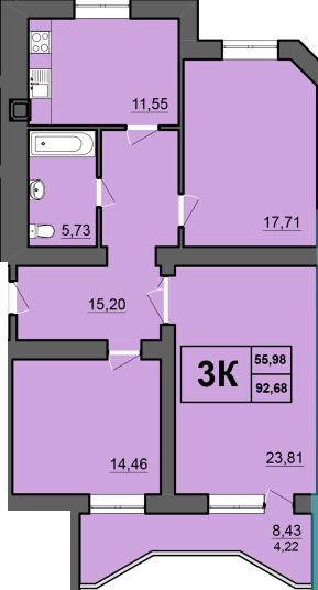 3-комнатная 92.68 м² в ЖК Europa Haus от 21 550 грн/м², Ровно