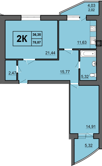 2-комнатная 78.87 м² в ЖК Europa Haus от 21 550 грн/м², Ровно