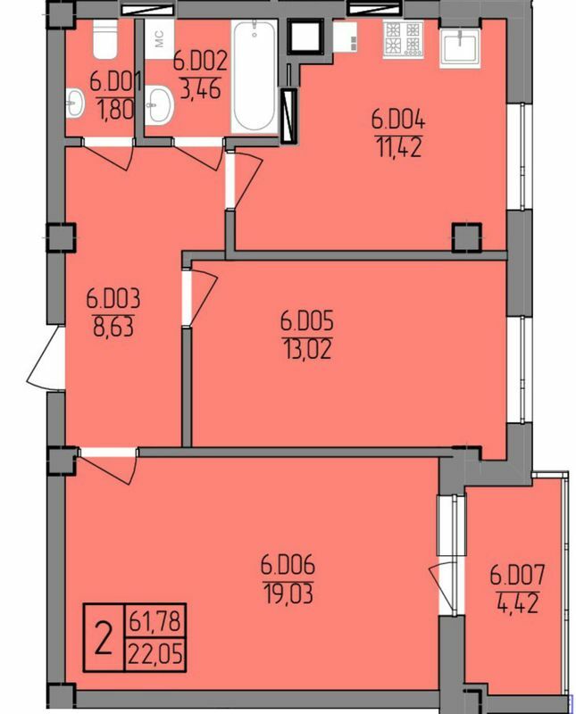 2-комнатная 61.78 м² в ЖК на вул. Транспортна, 10 от 20 800 грн/м², Ровно