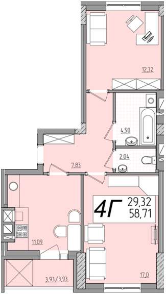 2-кімнатна 58.71 м² в ЖК Олімп від 18 200 грн/м², Рівне