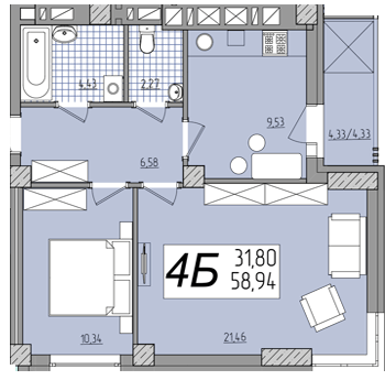 2-кімнатна 58.94 м² в ЖК Олімп від 18 200 грн/м², Рівне