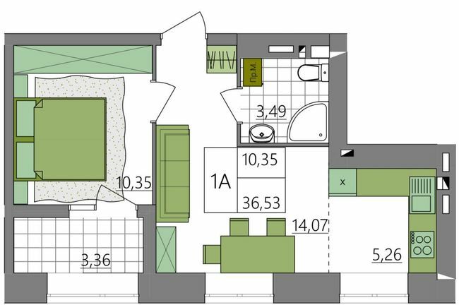 1-комнатная 36.53 м² в ЖК Синергия Light от 14 000 грн/м², Ровно