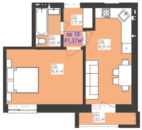 1-комнатная 41.37 м² в КД FAMILIYA от 17 950 грн/м², Ровно