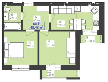 Двухуровневая 48.48 м² в КД FAMILIYA от 15 150 грн/м², Ровно