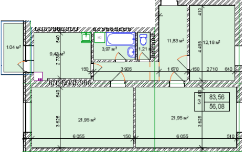 3-комнатная 83.56 м² в МЖК Семья от 16 850 грн/м², Ровно