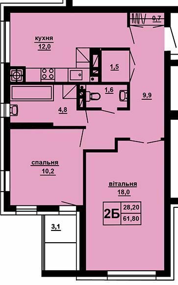2-кімнатна 61.8 м² в ЖМ Beverly Hills від 13 750 грн/м², Тернопіль