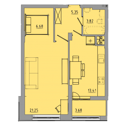 1-комнатная 54.2 м² в ЖК Централ Холл от 26 000 грн/м², Тернополь