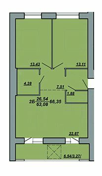 2-комнатная 66.14 м² в ЖК Рідний Дім от 11 800 грн/м², Тернополь