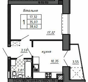 1-кімнатна 38.62 м² в ЖК Оград від 14 000 грн/м², Тернопіль