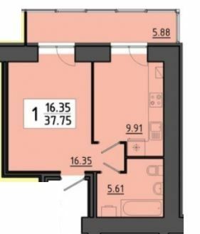 1-комнатная 37.75 м² в ЖК Квартал Энергия от 22 000 грн/м², Тернополь