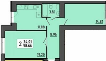 2-комнатная 58.66 м² в ЖК Квартал Энергия от 16 950 грн/м², Тернополь