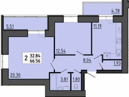 2-комнатная 66.56 м² в ЖК Квартал Энергия от 16 950 грн/м², Тернополь