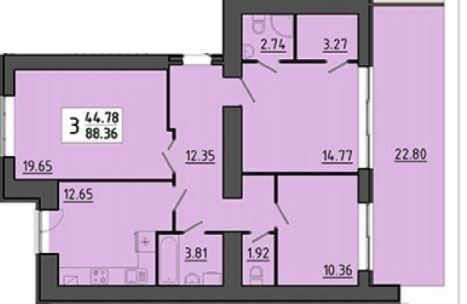 3-комнатная 88.36 м² в ЖК Квартал Энергия от 15 550 грн/м², Тернополь