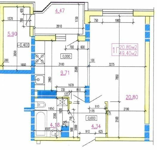 1-кімнатна 49.4 м² в ЖК на вул. Тараскова, 5 від 17 500 грн/м², Черкаси