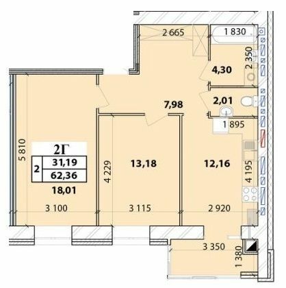 2-кімнатна 62.36 м² в ЖК Масани Лісовий від 16 200 грн/м², Чернігів