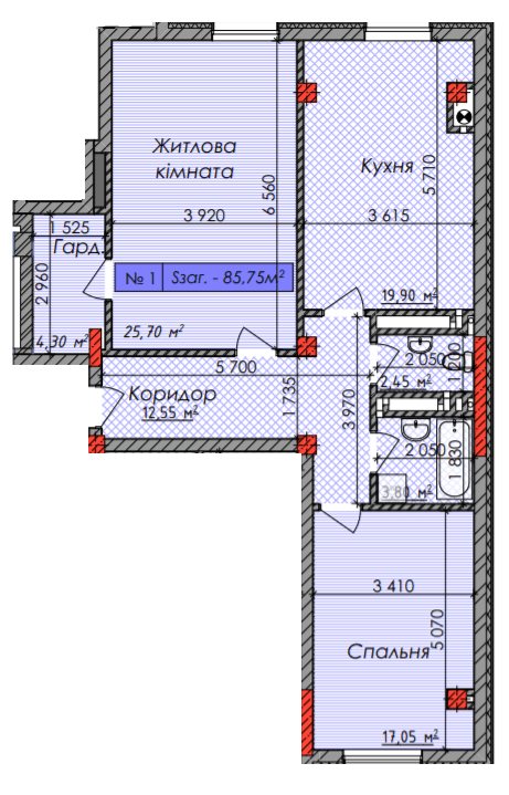 2-кімнатна 85.75 м² в ЖК Європейський квартал від 23 200 грн/м², Чернівці