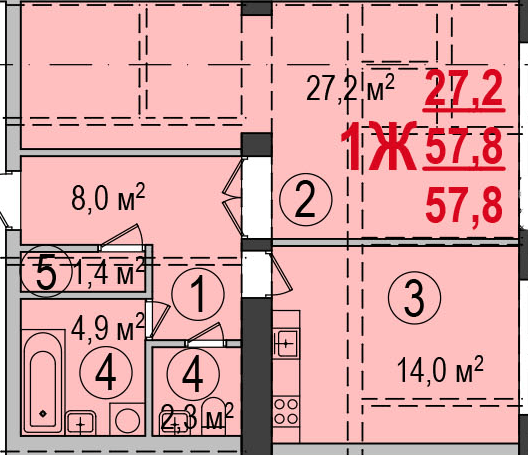 1-кімнатна 57.8 м² в ЖК Парк Стоун від 13 500 грн/м², Херсон