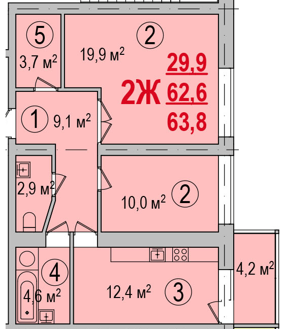 2-комнатная 63.8 м² в ЖК Парк Стоун от 13 500 грн/м², Херсон