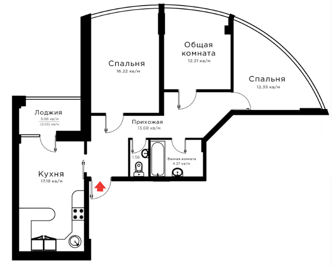 3-комнатная 80 м² в ЖК Радужный от 17 000 грн/м², Херсон