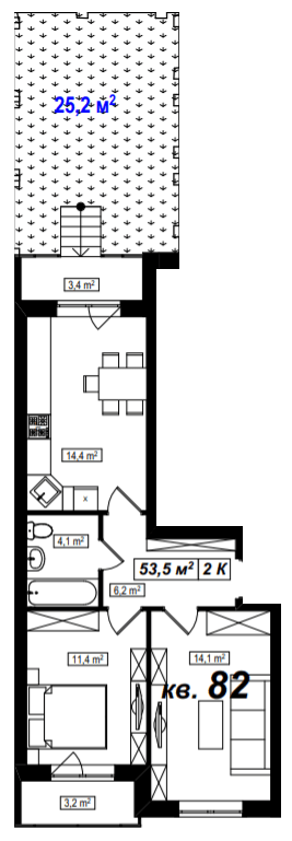 2-комнатная 53.5 м² в ЖК Амстердам от 15 800 грн/м², с. Белогородка