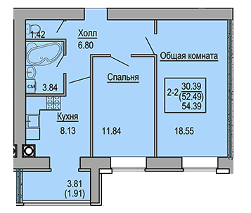 2-комнатная 54.39 м² в ЖК Софиевская сфера от 30 500 грн/м², с. Софиевская Борщаговка