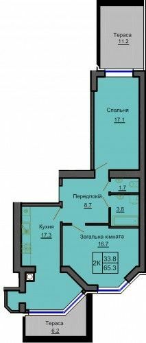 2-кімнатна 65.3 м² в ЖК Софія Резіденс від 35 000 грн/м², с. Софіївська Борщагівка