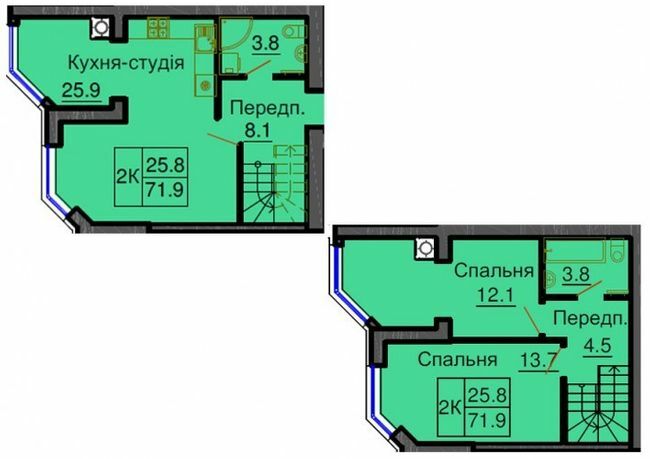 Двухуровневая 71.9 м² в ЖК София Резиденс от 30 000 грн/м², с. Софиевская Борщаговка