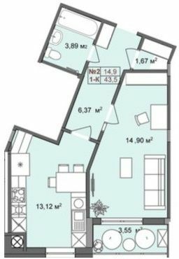 1-кімнатна 43.5 м² в ЖК RedWood від 24 900 грн/м², смт Брюховичі