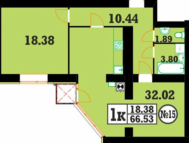 1-кімнатна 66.53 м² в ЖК Кардамон від 15 700 грн/м², Хмельницький