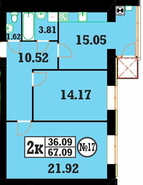 2-кімнатна 67.09 м² в ЖК Кардамон від 20 200 грн/м², Хмельницький