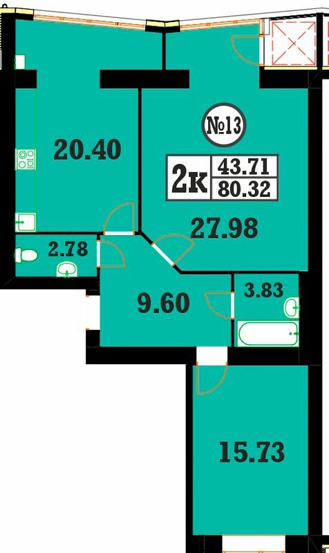 2-комнатная 80.32 м² в ЖК Кардамон от 20 200 грн/м², Хмельницкий