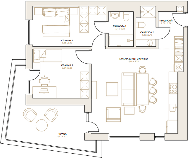 2-комнатная 78.53 м² в ЖК Artynov Hall от 27 450 грн/м², Винница