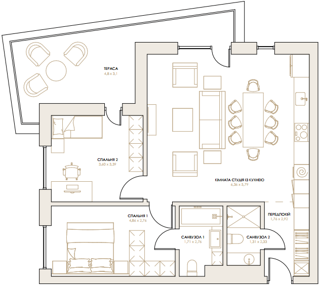 2-комнатная 80.33 м² в ЖК Artynov Hall от 43 250 грн/м², Винница