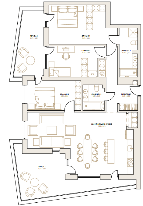 3-комнатная 132.49 м² в ЖК Artynov Hall от 43 250 грн/м², Винница